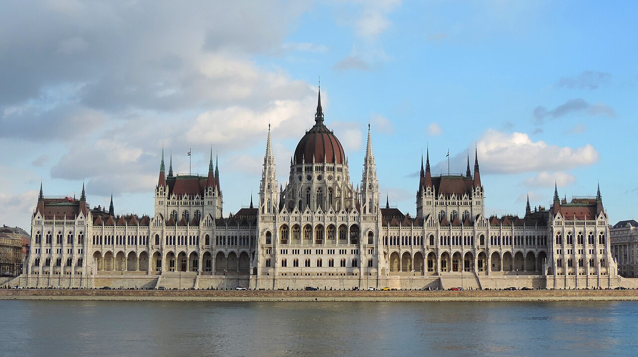 The Hungarian Parliament beside the Danube in Budapest