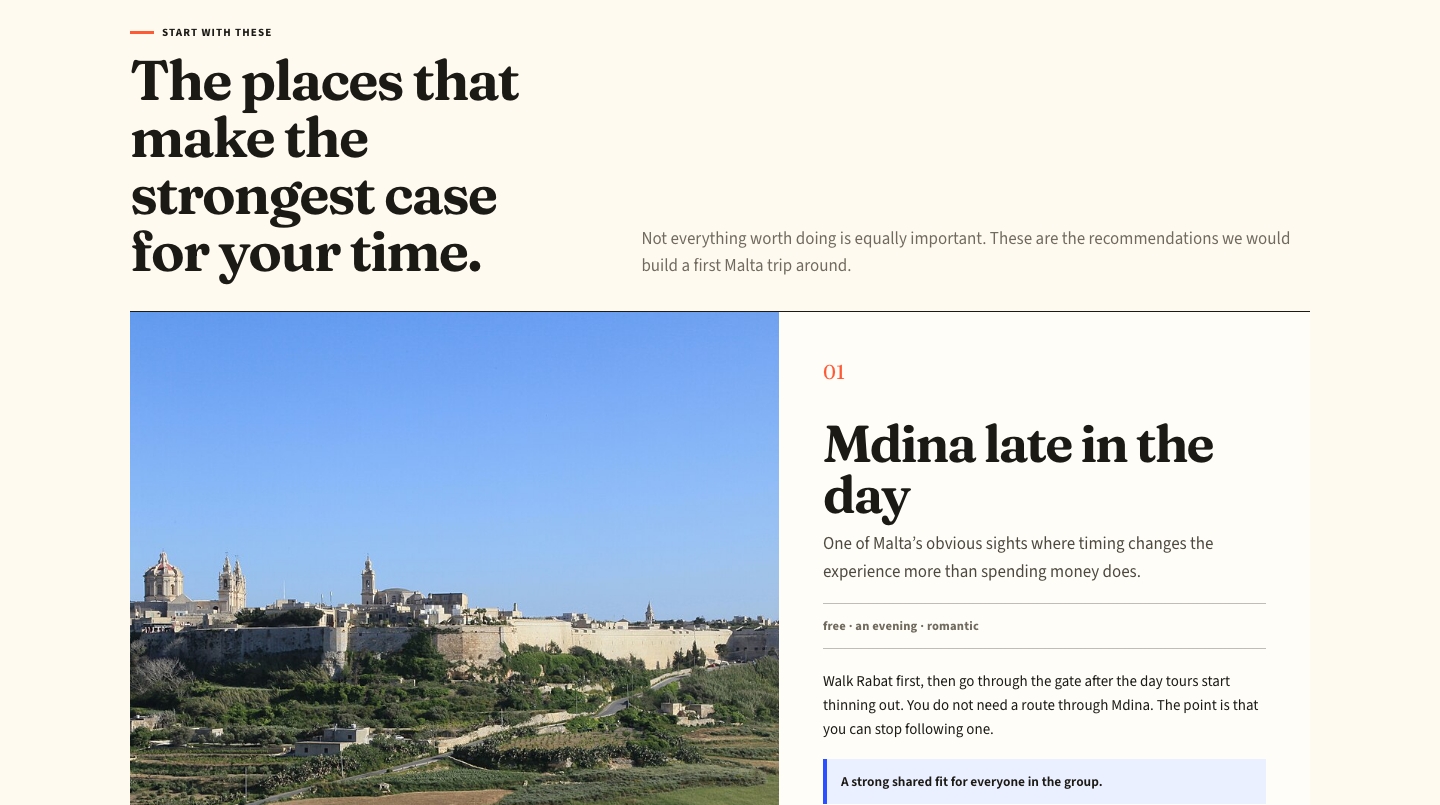The real personalised Malta recommendation menu